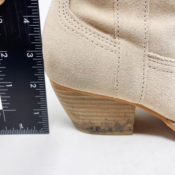 Dolce Vita Womens Size 6 Cream Suede Leather Silma Western Bootie Stacked Heel - Picture 12 of 12